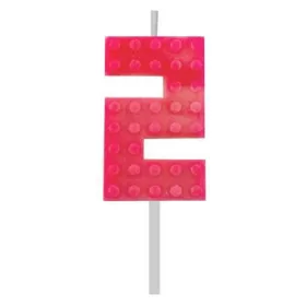 Építőkocka 2-es Red Blocks tortagyertya, számgyertya