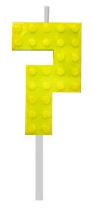 Building Blocks Yellow, épitőkocka tortagyertya, számgyertya 7-es
