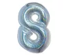 Ezüst Holographic 8-as szám fólia lufi 76 cm