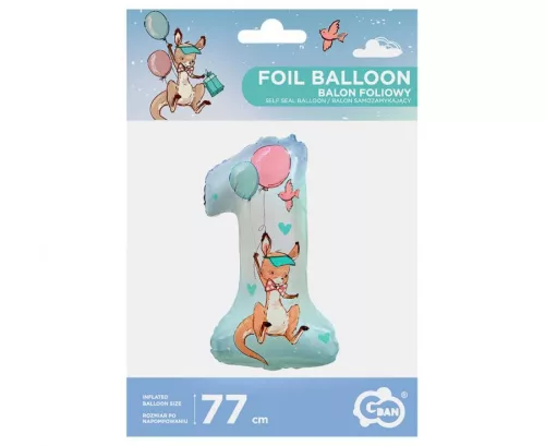Happy Birthday Kangaroo, Kenguru 1-es szám fólia lufi 77 cm