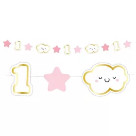 Első születésnap Pink 1st Birthday mini girland 120 cm