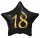 Fekete Happy Birthday 18 Black csillag fólia lufi 44 cm