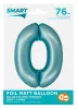 Kék 0-ás Light Blue Mat szám fólia lufi 76 cm