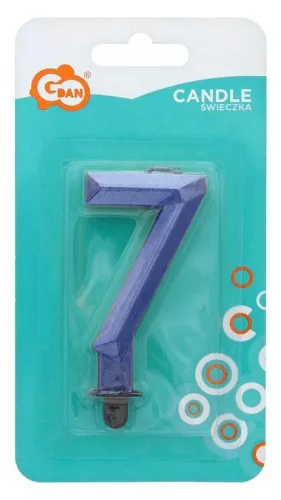 Kék 7-es Diamond Metallic számgyertya, tortagyertya 7-es