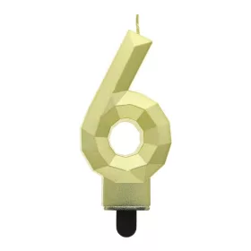 Arany 6-os Diamond Metallic számgyertya, tortagyertya