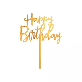 Arany  Happy Birthday Gold Style torta dekoráció 14 cm