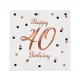 Happy Birthday 40 B&C White szalvéta 20 db-os 33x33 cm