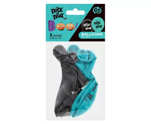 Halloween Boo léggömb, lufi 5 db-os 12 inch (30 cm)