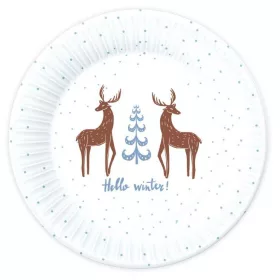 Karácsonyi Hello Winter White papírtányér 6 db-os 18 cm