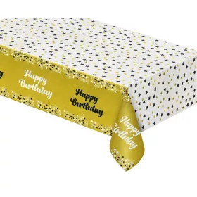  Arany Happy Birthday B&C Gold fólia asztalterítő 137x183 cm