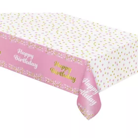   Rózsaszín Happy Birthday B&C Light Pink fólia asztalterítő 137x183 cm