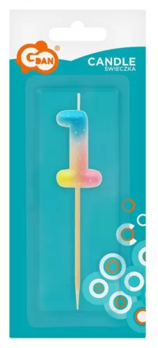 Színes mini 1-es Pastel Ombre számgyertya, tortagyertya
