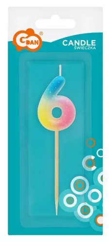Színes mini 6-os Pastel Ombre számgyertya, tortagyertya