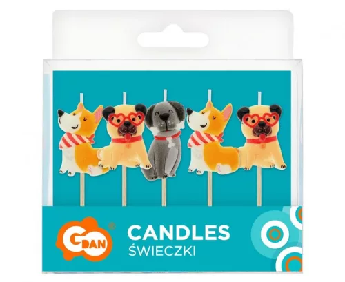 Kutyás Corgi tortagyertya, gyertya szett 5 db-os