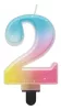 Színes 2-es Pastel Ombre számgyertya, tortagyertya