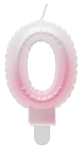 White-Pink Ombre, Fehér-Rózsaszin számgyertya, tortagyertya 0-ás