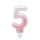 White-Pink Ombre, Fehér-Rózsaszin számgyertya, tortagyertya 5-ös