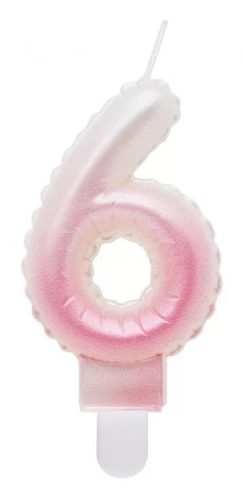 White-Pink Ombre, Fehér-Rózsaszin számgyertya, tortagyertya 6-os