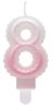 White-Pink Ombre, Fehér-Rózsaszin számgyertya, tortagyertya 8-as