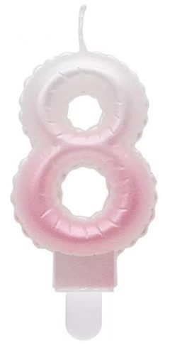White-Pink Ombre, Fehér-Rózsaszin számgyertya, tortagyertya 8-as