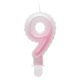 White-Pink Ombre, Fehér-Rózsaszin számgyertya, tortagyertya 9-es