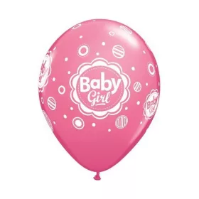 Baby Girl Pink Mix léggömb, lufi 6 db-os 11 inch (28 cm)