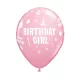 Happy Birthday Girl Pink léggömb, lufi 6 db-os 11 inch (28 cm)