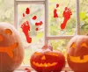 Halloween véres lábnyom Bloody zselés ablak matrica szett