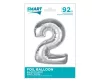 Ezüst 2-es Silver szám fólia lufi 92 cm