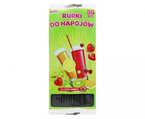 Fekete Black műanyag szívószál 50 db-os