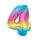 Színes 4-es Rainbow szám fólia lufi 92 cm