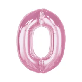 Rózsaszín 0-ás Light Pink szám fólia lufi 92 cm