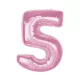 Rózsaszín 5-ös Light Pink szám fólia lufi 92 cm