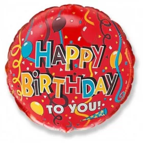 Happy Birthday Streamers Red fólia lufi 46 cm (WP)