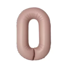 Matt rózsaszín 0-ás Vintage szám fólia lufi 76 cm (WP)