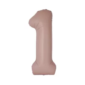 Matt rózsaszín 1-es Vintage szám fólia lufi 76 cm (WP)