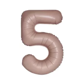 Matt rózsaszín 5-ös Vintage szám fólia lufi 76 cm (WP)