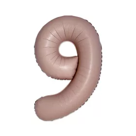 Matt rózsaszín 9-es Vintage szám fólia lufi 76 cm (WP)