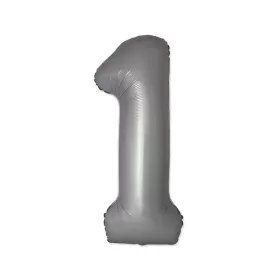 Matt ezüst 1-es Moonlight szám fólia lufi 76 cm (WP)