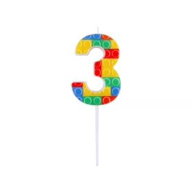Építőkocka 3-as Pick Blocks tortagyertya, számgyertya