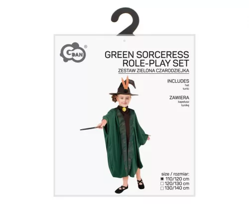 Varázslónő Green jelmez 110/120 cm