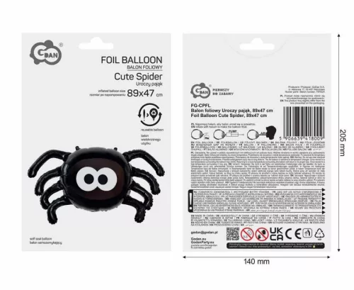Pók Black fólia lufi 89 cm