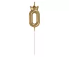 Arany Champagne Crown 0-ás számgyertya, tortagyertya 6 cm
