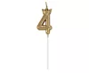 Arany Champagne Crown 4-es számgyertya, tortagyertya 6 cm