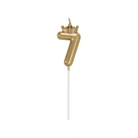 Arany Champagne Crown 7-es számgyertya, tortagyertya 6 cm