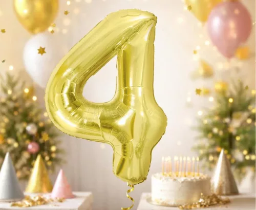 Arany 4-es Light Gold szám fólia lufi 85 cm