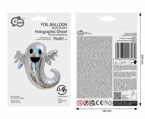 Szellem Holographic fólia lufi 75 cm