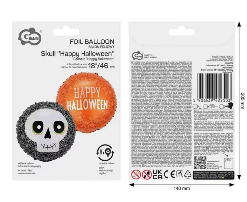 Halloween Skull fólia lufi 46 cm
