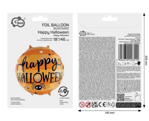 Halloween Happy fólia lufi 46 cm