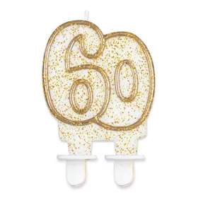 Arany csillámos 60-as Gold tortagyertya, számgyertya